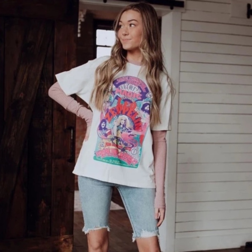 White Led Zeppelin Electric Magic Graphic T-Shirt - Picture 2 of 7